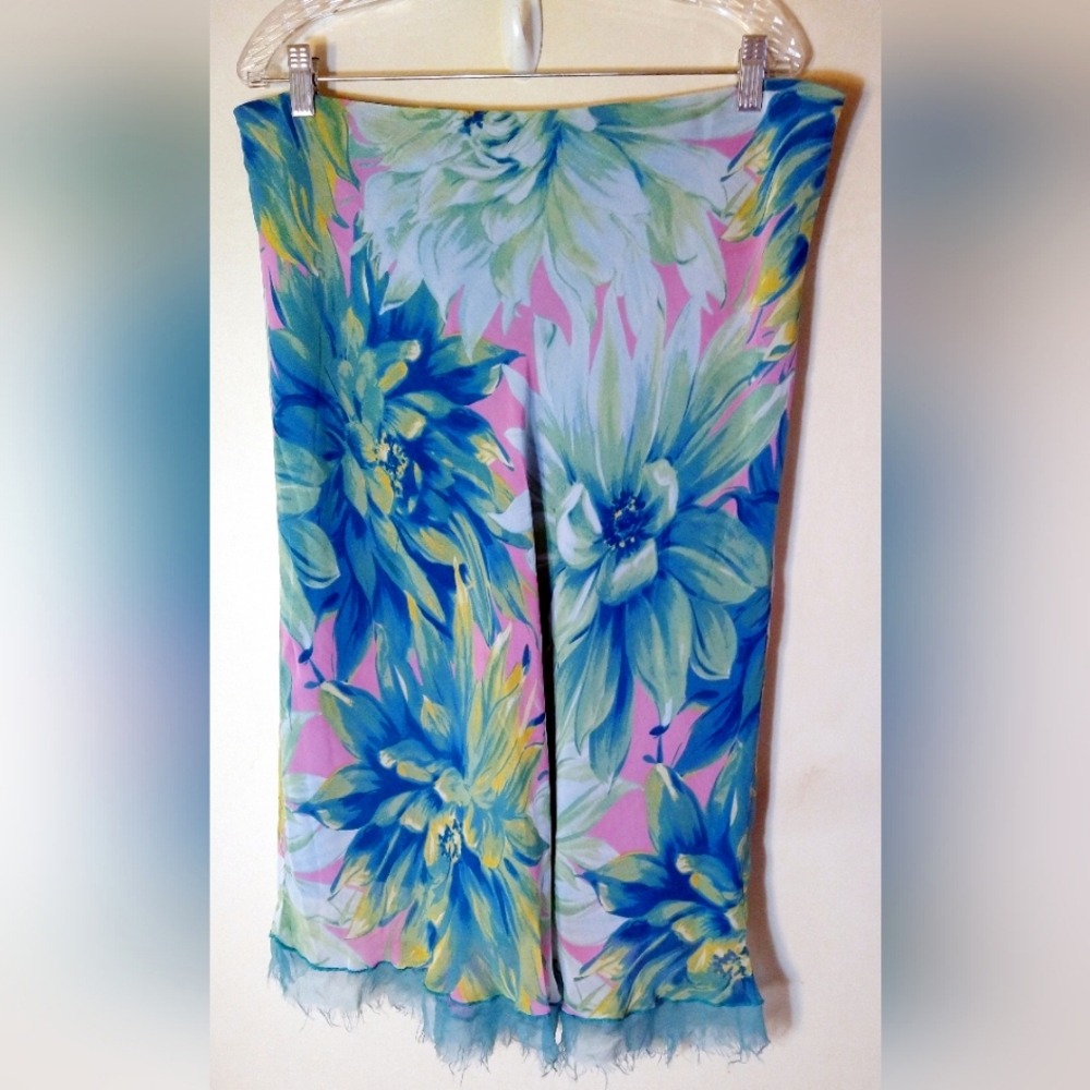AMOROSÉ WOMEN'S SIZE LARGE SPRING & SUMMER SKIRT LINED MULTICOLOR PINK BLUE